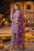 Elegant purple embroidered Pakistani suit with matching dupatta, perfect for weddings and festive occasions.