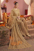 Elegant gold embroidered Pakistani dress with dupatta, perfect for weddings and special occasions