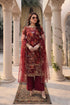 Elegant maroon floral embroidered dress with sheer dupatta, styled for Pakistani women&