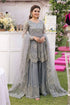 Elegant grey embroidered Pakistani dress with sheer dupatta, perfect for weddings and special occasions.