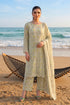 Elegant floral embroidered lawn suit with matching dupatta, perfect for beachwear or casual occasions in Pakistan.