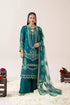 Emerald green embroidered Pakistani suit with dupatta, perfect for weddings and special occasions.