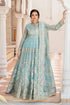 Elegant light blue embroidered anarkali dress with dupatta, perfect for weddings and special occasions in Pakistan