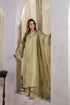 Elegant light green embroidered Pakistani dress with matching dupatta, perfect for festive occasions.